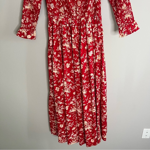 DOEN Bijou Oak Bluffs Red Floral Print Midi Dress Women's Size Small - Picture 10 of 10